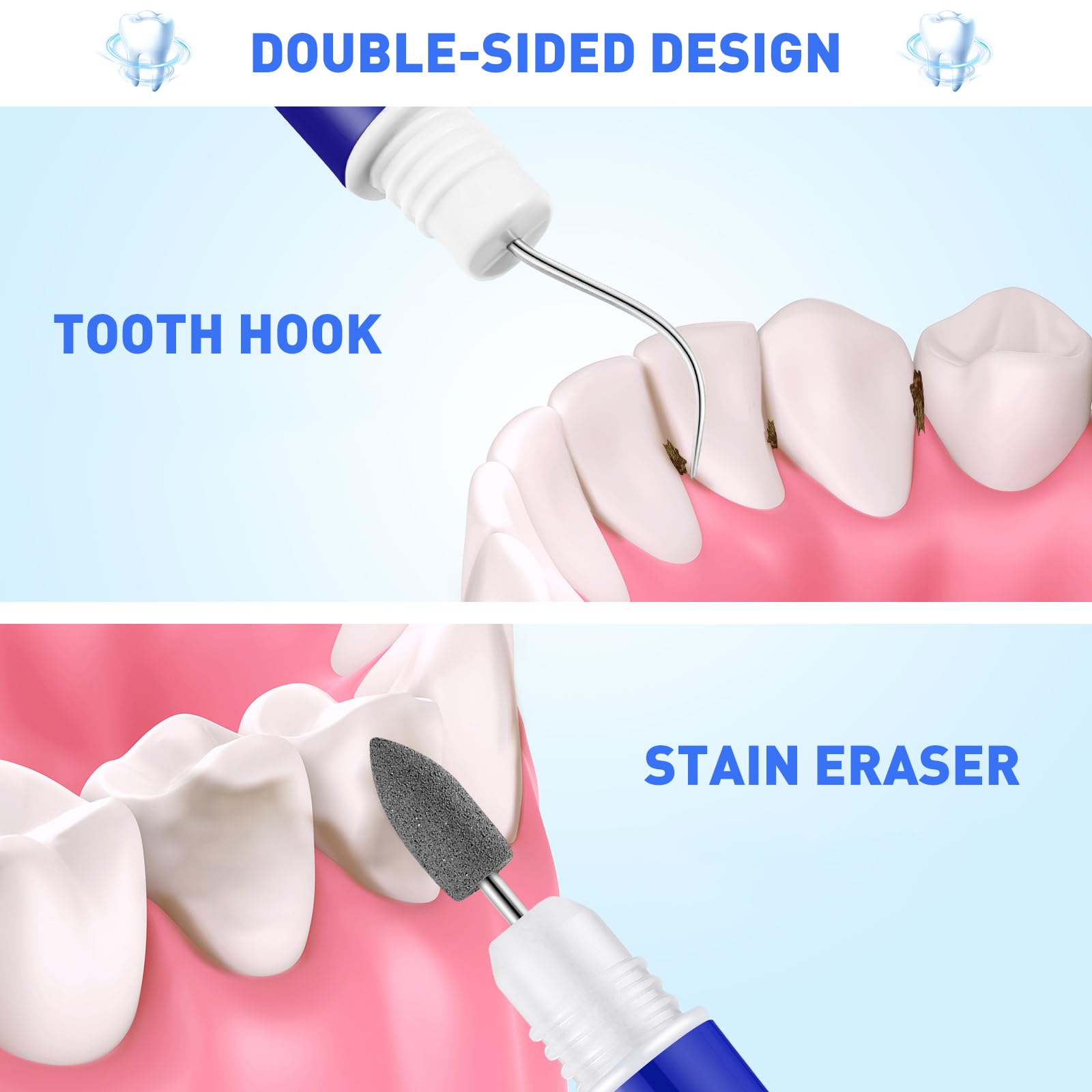 Herramienta para quitar placas de dientes de viaje, 1 juego de mini placas de viaje, gancho de tártaro, herramienta de limpieza de higiene de dientes con cadena 5