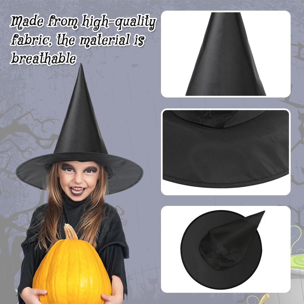 LKNBIF 10pcs Halloween Witch Hats for Women Kids Adults Black Witches Hat Pointed Wizard Hat Halloween Decorations Black Cosplay Party Witches Hats Costume Accessory - Image 3