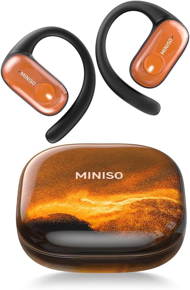 MINISO MS185 Open Ear Headphone,Wireless Earbuds Stereo Sound Bluetooth 5.4,Adjustable Earhook Earphones 40 Hours of Playtime with Microphone,fit for Running, Sports, Exercise