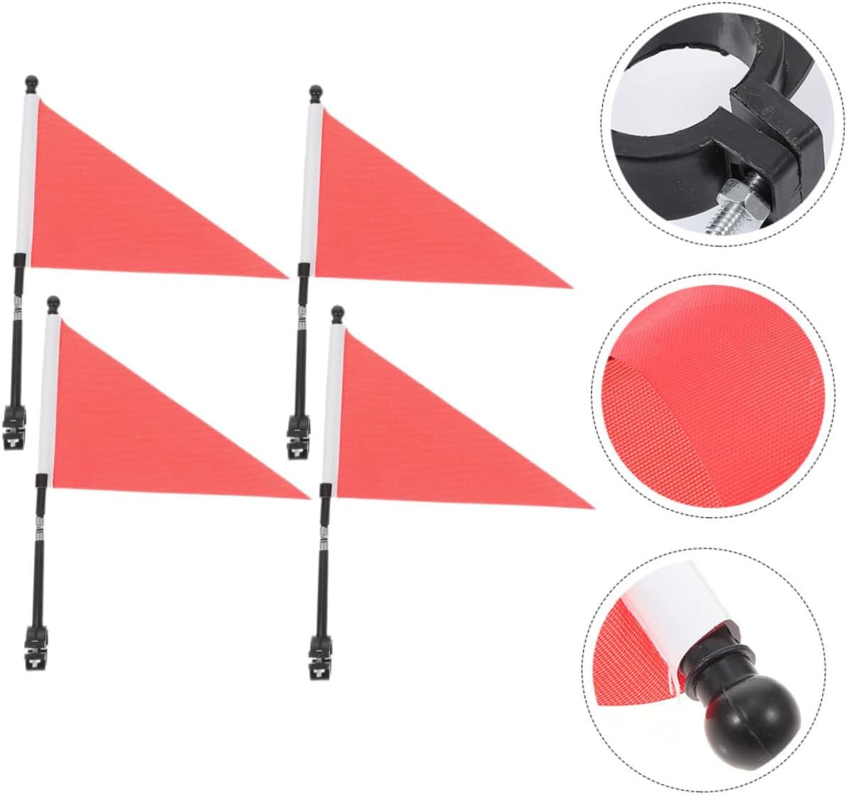 POPETPOP 4Sets Durable Bicycle Handlebar Flags Bright Safety Flags for Adults Easy to Install Bike Accessories for Tricycles Scooters and Mountain Bikes