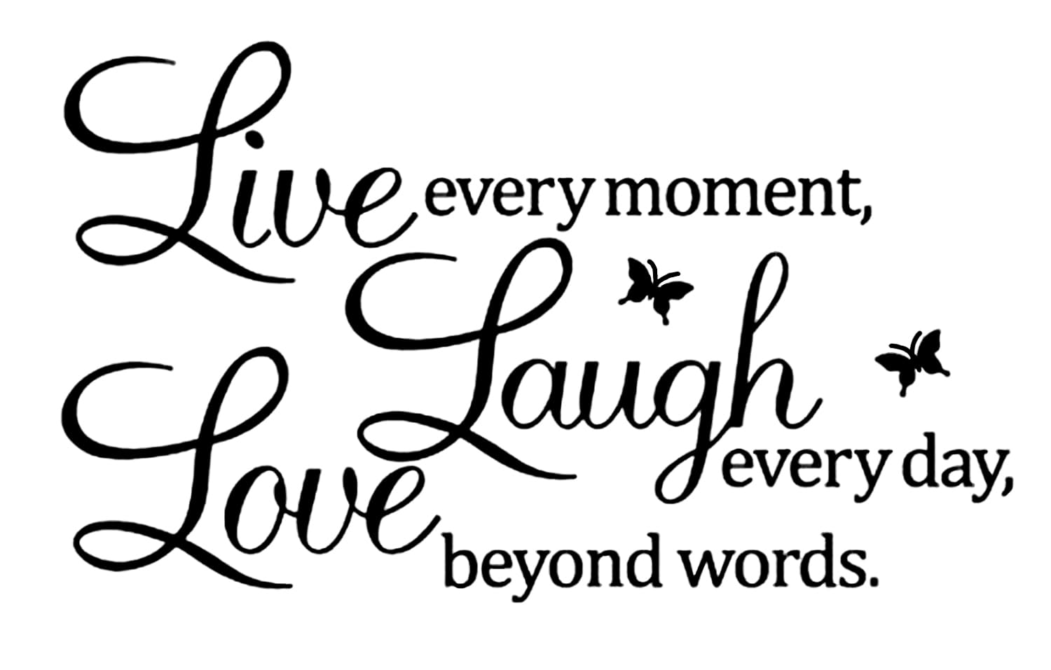 Autocollant vinyle Live Laugh Love noir 19x11 cm pour décoration murale de salon