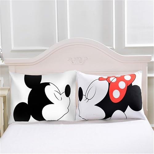 Miniatura 4 de Haru Homie Juego de funda de edredón reversible de microfibra con estampado de Mickey Mouse para parejas, juego de ropa de cama de 3 piezas con