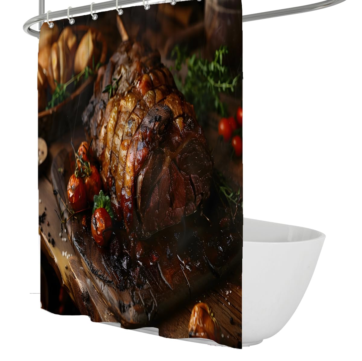 Grillsteak-Duschvorhang kreative Baddeko 150 x 200 cm