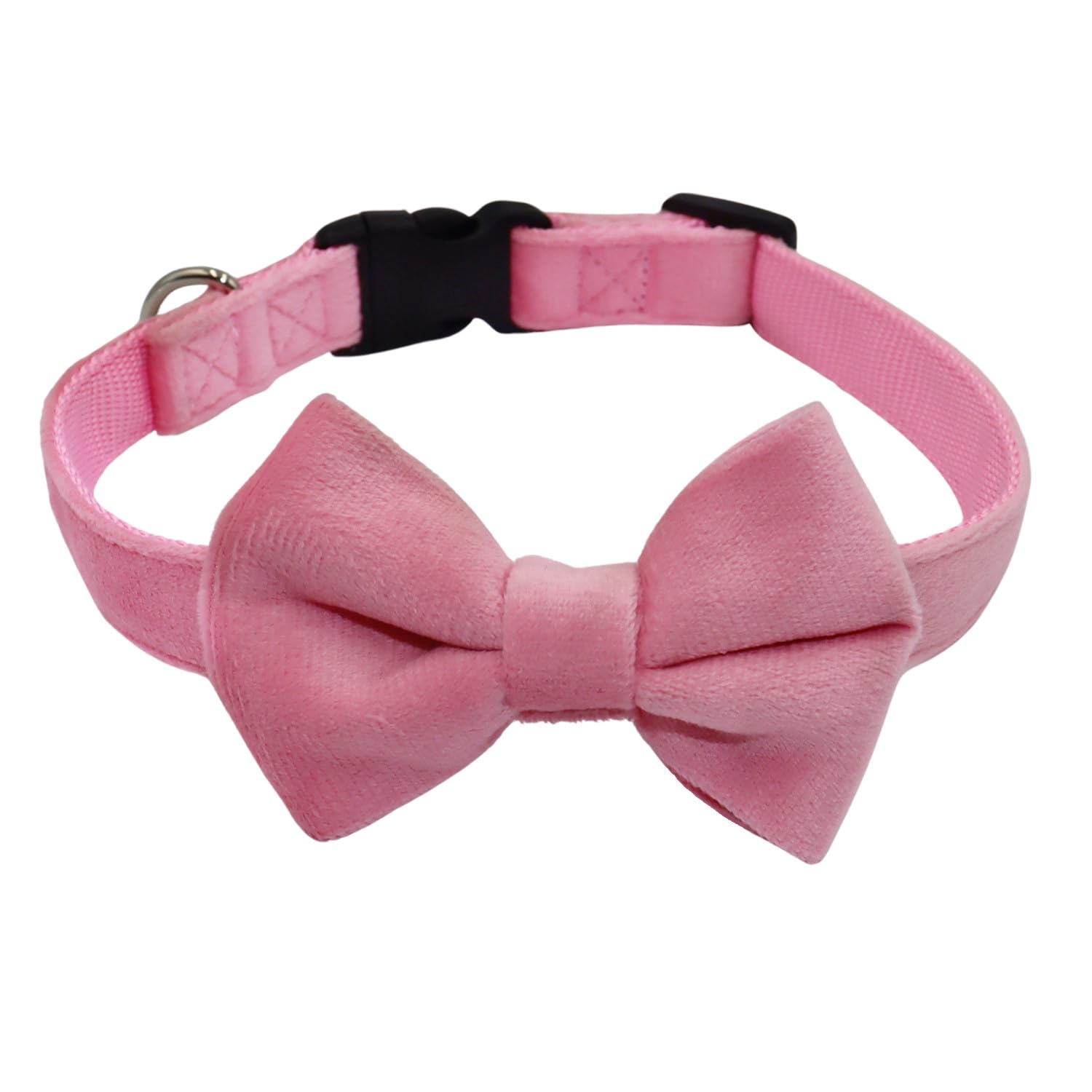 Photo 1 of WDPAWS Dog Collar with Bowtie Soft Velvet Material with Quick Release Buckle for Small Dogs (Pink, S)
