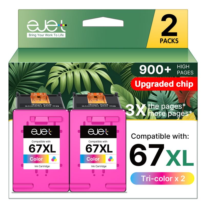 Image of 67XL Ink Cartridge for HP Ink 67 for HP 67 Color Ink Cartridge, 2 Tri-Color