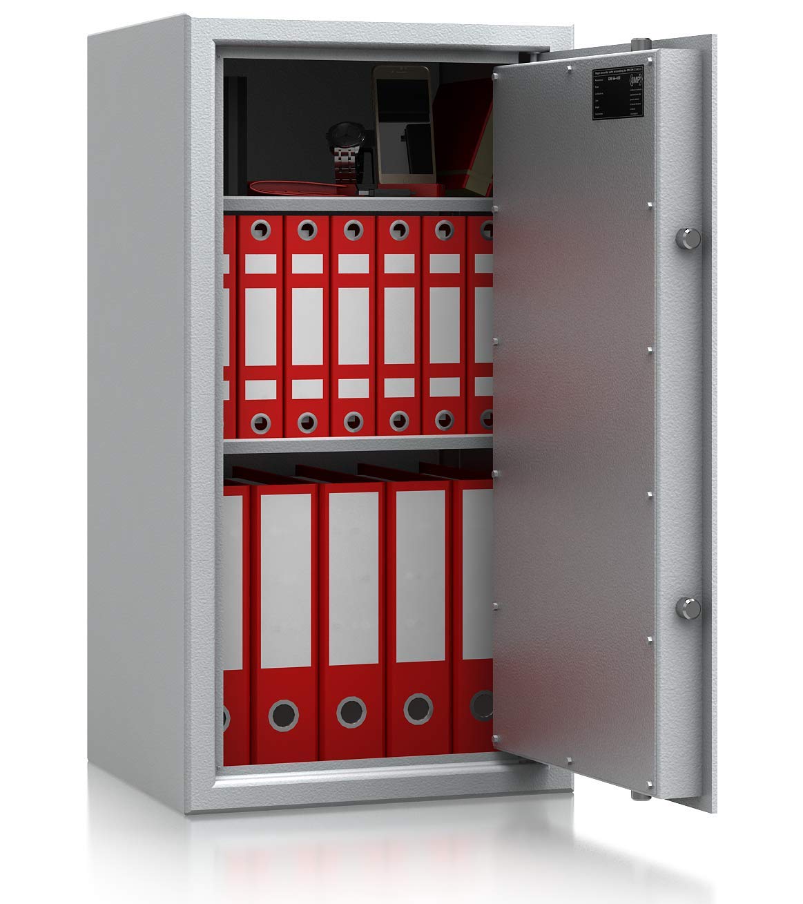 SafeHero Aktentresor S1 EN 11450 Secureo Condor Light 1 | H806xB426xT380 mm | 58 kg | Schlüsselschloss | Platz für 10 DIN A4-Ordner | umlaufender Feuerfalz