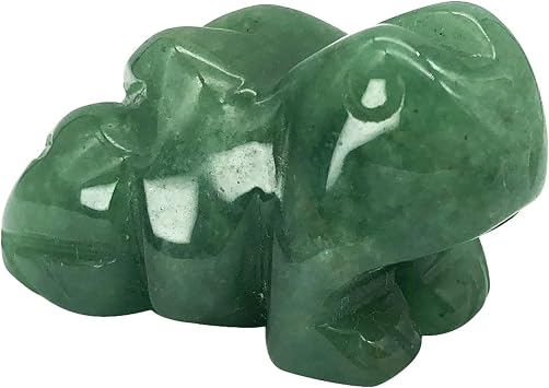 Fekuar Carving Green Aventurine Stone Frog Statue, Healing Crystal Animal Pocket Figurine Decoration 1.5"