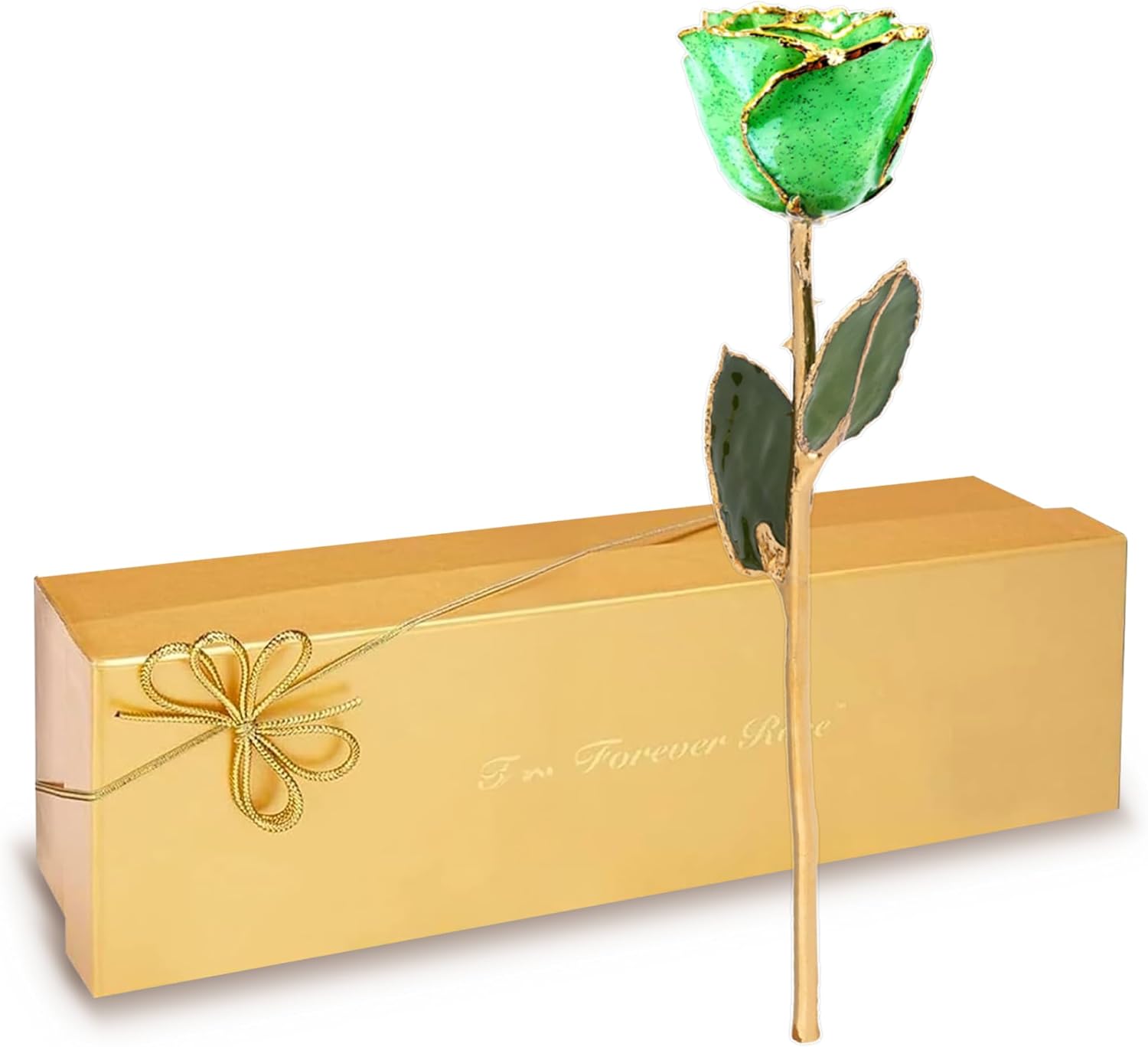 Forever Rose Hand-Dipped in 24K Gold, Peridot-Inspired August Birthstone with Sparkles, Real Rose in Luxury Gold Gift Box – Perfect Ready to Gift for August Birthday or Any Occasion