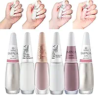 Kit de Esmalte Francesinha, 6 Unidades, Impala Tons Claros Perolados, Tons de Nude, Bege, Clarinho 7.5mL cada
