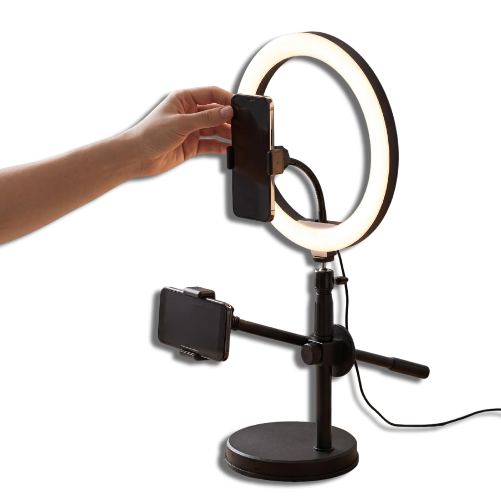 XUMIUZIY Soporte Aéreo para Teléfono con Luz Anular para Escritorio, CRI