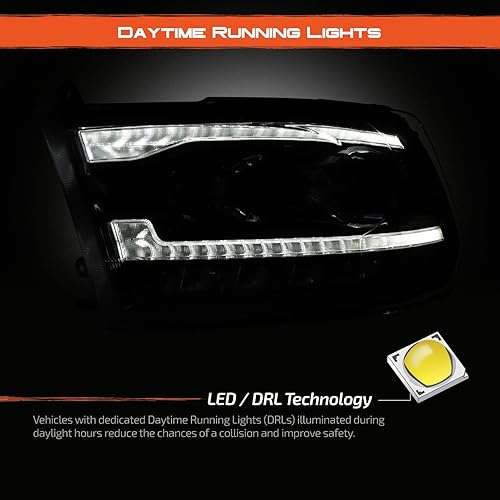 Miniatura 4 de AKKON - LED completo altobajo para Dodge Ram 1500 2500 3500 proyector triple negro con señal de giro secuencial