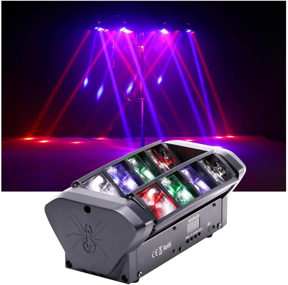 Moving Head Dj Lights 2 Pack DJ Stage Light, Spider DJ Lights DMX512 Sound Activated for Club Disco Family Party Bar DJ Equipment(2-Pack) : Musical Instruments