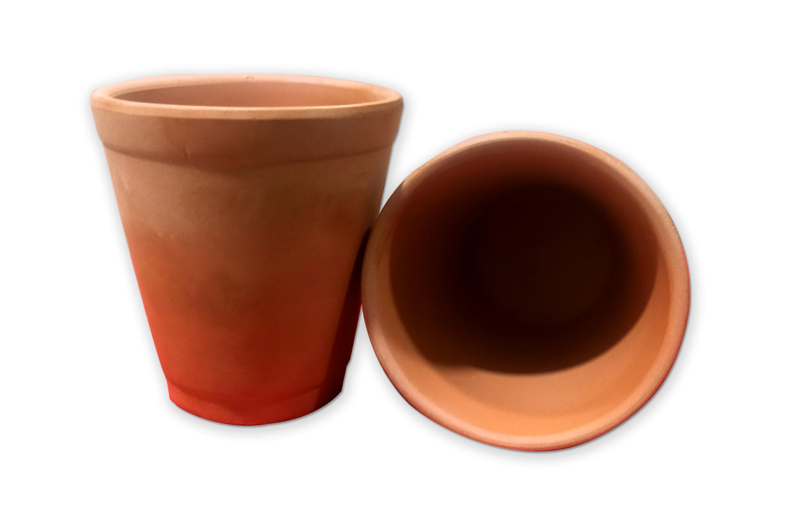 Terracotta Clay Cup for Tea, Coffee, Desserts and Multipurpose Use, Hand Crafted Made of 100% Natural Clay, Traditioinal Kitchenware Good for Health Benefits and Taste (Pack of 2)