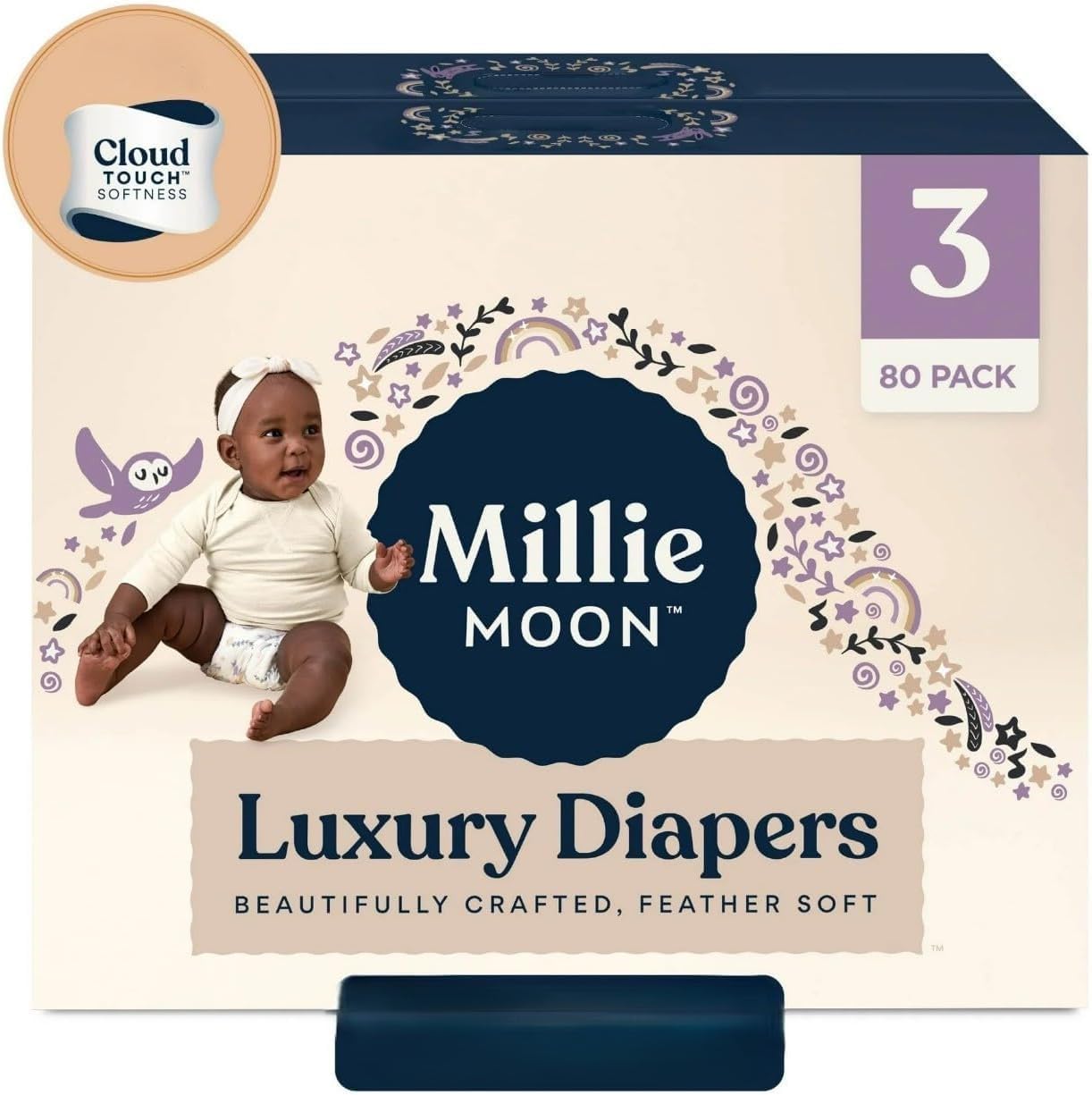 Millie~Moon Luxury Diapers ~ (Size-3-80) White Pack