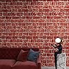 JOLIHOME Brick Self Adhesive Wallpaper Red Vinyl Wrap for Kitchen Peel and Stick Wallpaper Sticky Back Plastic Roll Contact Paper for Living Room Bedroom Bathroom Hallway 44x1000cm Removable #3