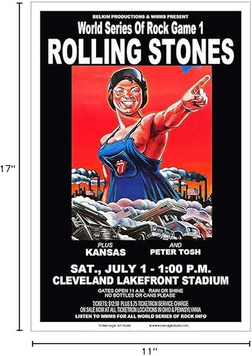 Miniatura 2 de Raw Sugar Art Studio Rolling Stones/Peter Tosh/Kansas 1978 - Póster de concierto de Cleveland