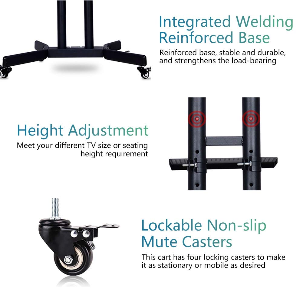 Meuble TV Cantilever pour TV 32" - 65", Support d'écran Pivotant Réglable en Hauteur avec roulettes et Gestion des Câbles - Vesa 600X400 Mm Supporte 45 Kg / 99 Lbs Beautiful Scenery