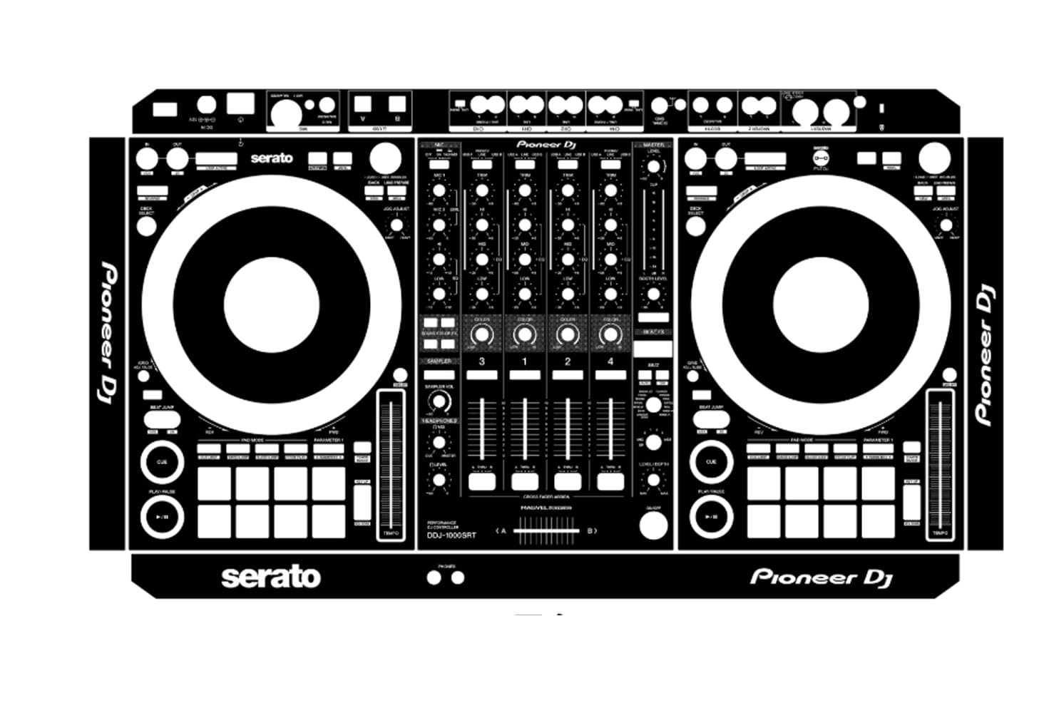 Protective Cover Skin for Pioneer DDJ-1000SRT Film Sticker Colorful Stickers (Black)