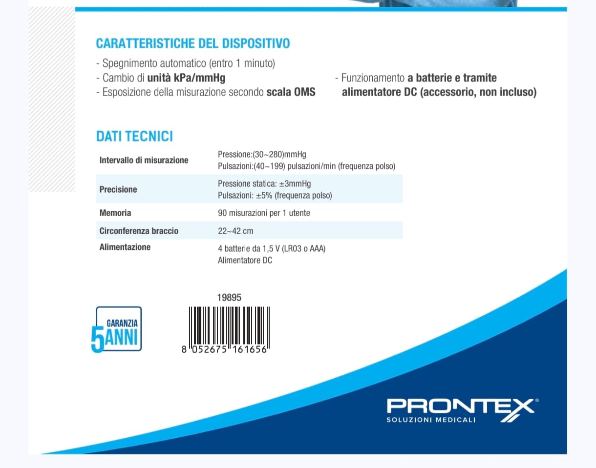 XONE Prontex - Medidor de presión arterial digital automático - Pantalla LCD - Pulsera confort