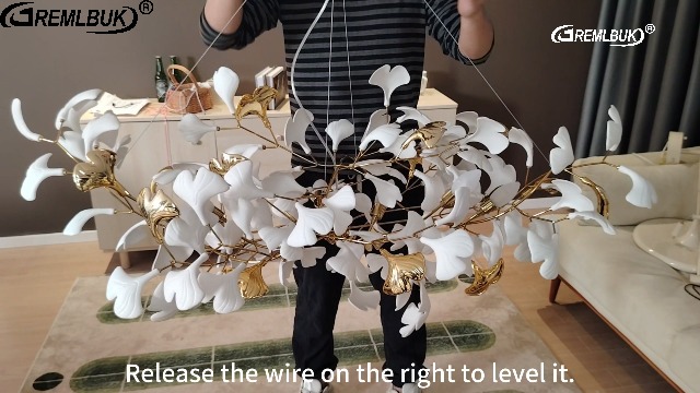 GREMLBUK L98 Long Branch Chandelier Ginkgo Leaf Chandeliers Large