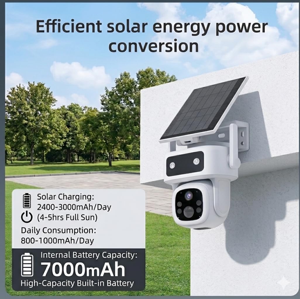 Lifetime Free Data & No Monthly Fee 4G LTE Solar Cellular Security Camera Outdoor Wireless,No WiFi Needed, 360° PTZ, 2K Full Color Night Vision, Human Tracking, 2-Way Audio, 32GB SD Card, IP66-White thumbnail