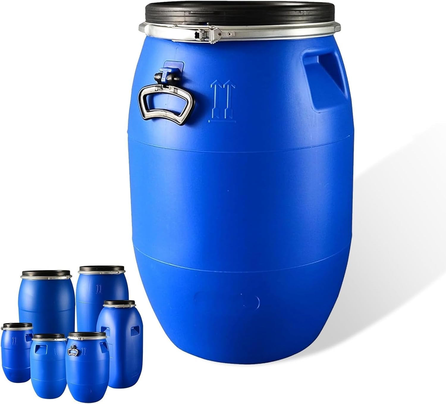 Fût en Plastique Bleu De Qualité Alimentaire avec Couvercle - Baril Hermétique pour Le Transport Et Le Stockage, Alternative Idéale Aux Fûts Deau Et Aux One Color 30L