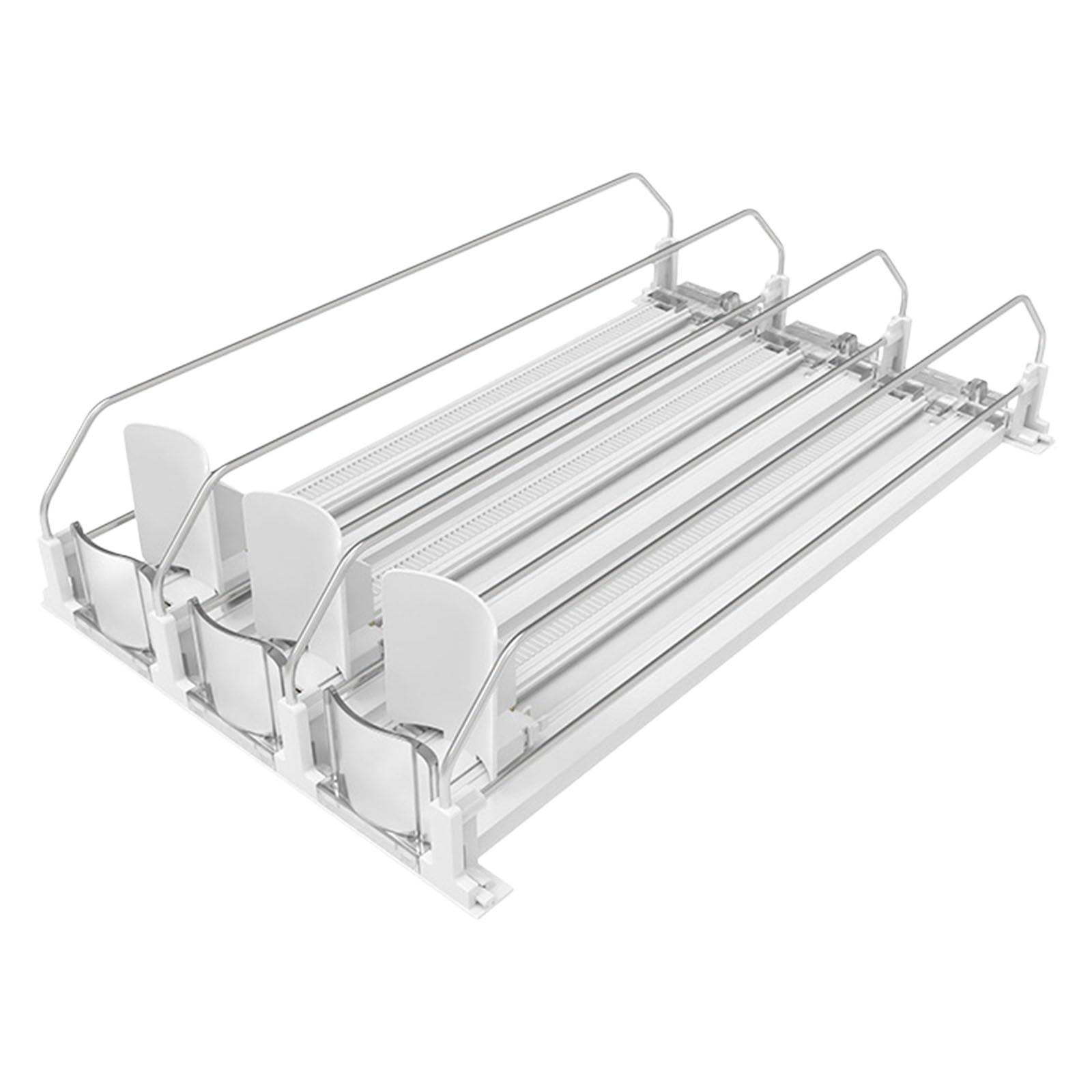 carotoe 3 Lane Beverage Organizer Rack for Fridge Shelves, Transparent Drink Track with Metal Rails for Front Shelf Display
