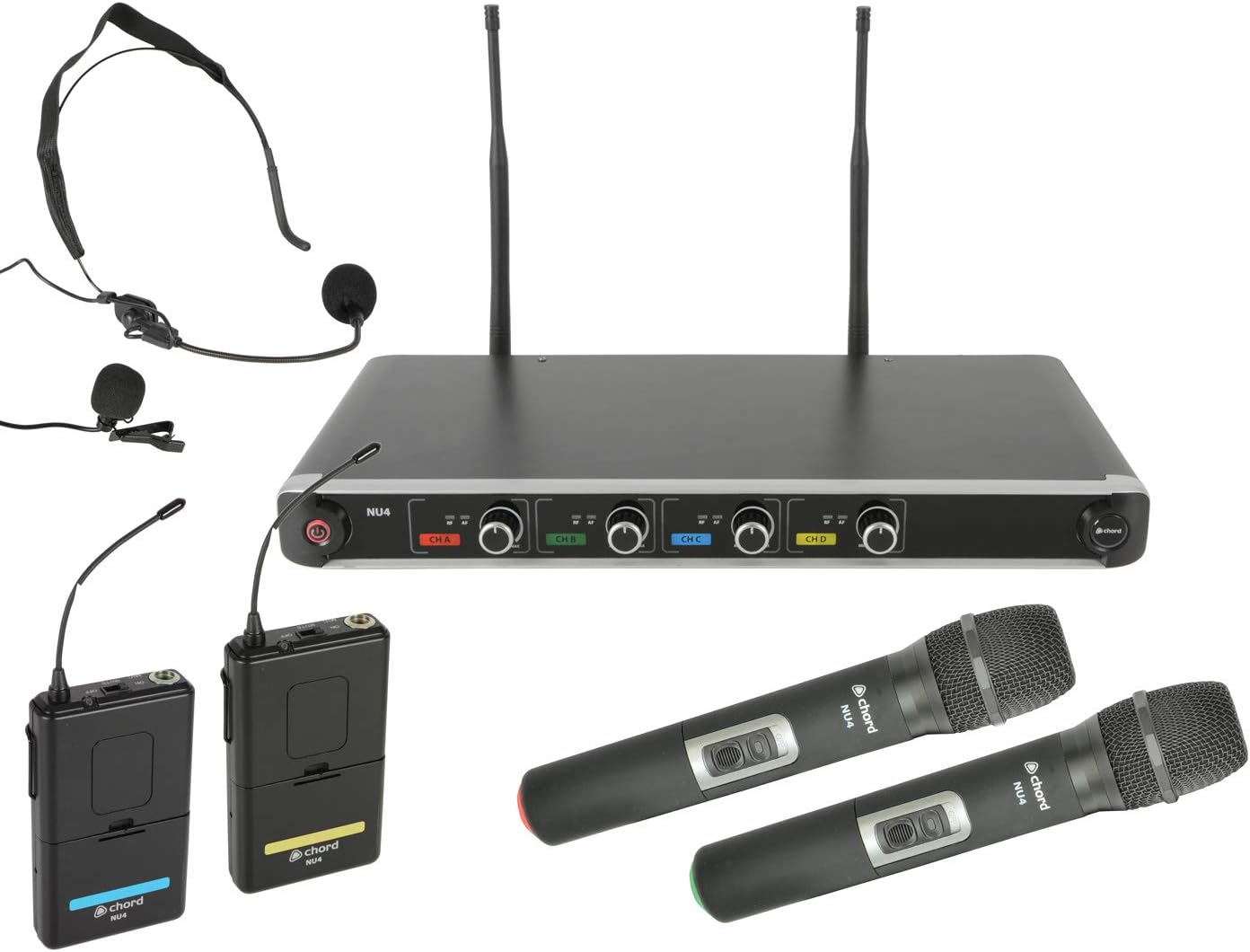 Chord Quad Wireless Microphone System 2 Handheld Microphones & 2