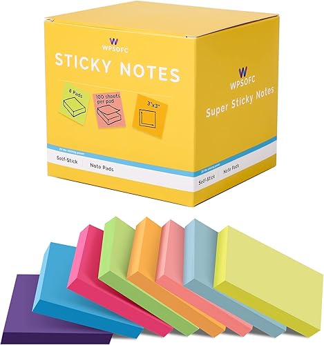 Notas adhesivas - Bloc de notas adhesivas ultra adhesivas con pestañas versátiles para libros y pestañas adhesivas, paquete de 8 (100 páginasbloc),