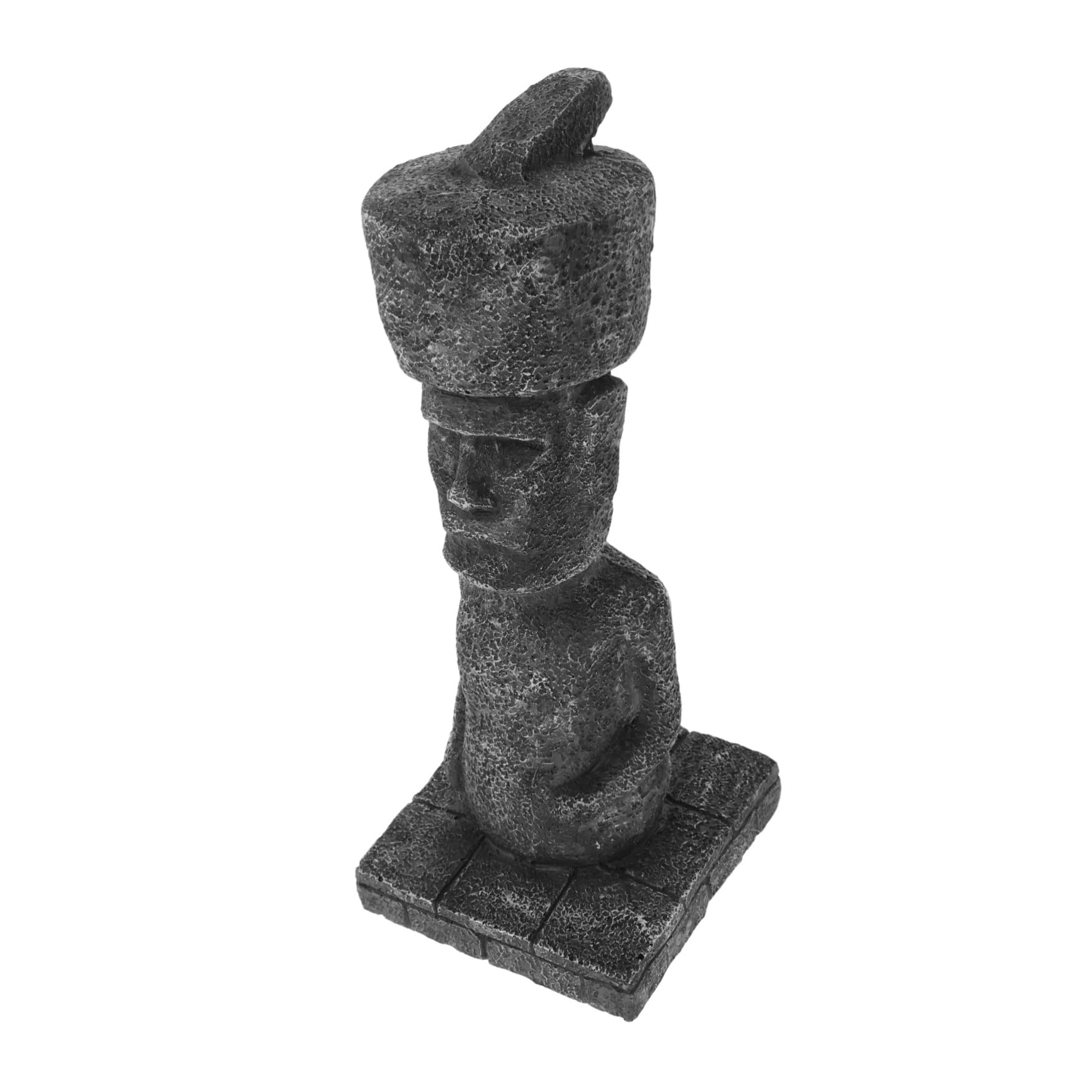 OUNONA Statua Moai Decorativa in Resina Effetto Pietra Antica per Acquario Realistica Grotta Rocciosa, per Ufficio e Casa, Stile Antico Romano