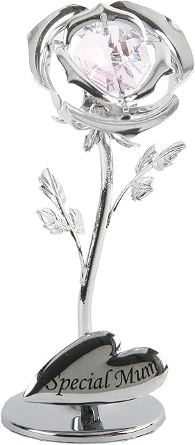 Crystocraft Celebration Rose Ornament - Special Mum Flower - with Swarovski Crystal