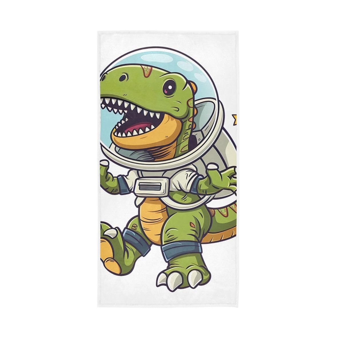 HUYGD Cute Green Dinosaur in Space Suit Hand Towel, Bathroom Hand Towels Decorative 15 x 30 Inches