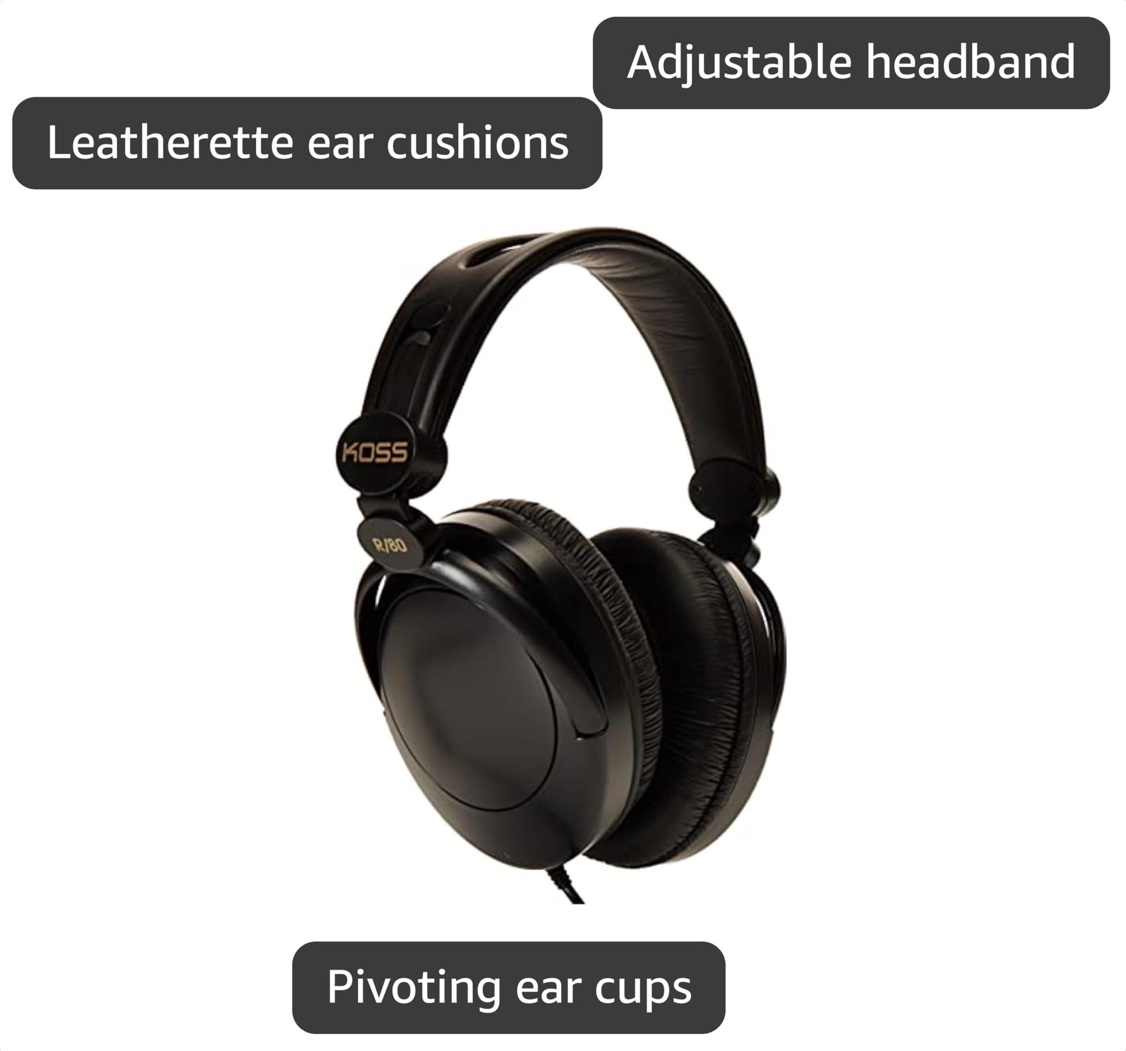 Amazon.com: Koss 154336 R-80 Over Ear Headphones, Black : Electronics