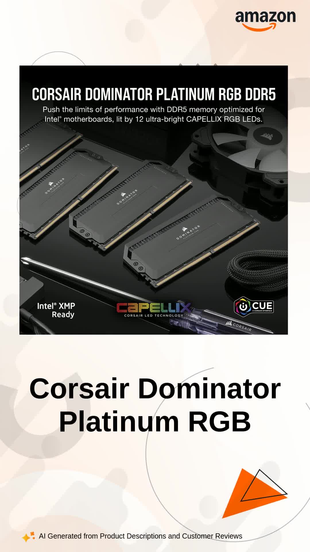 CORSAIR Dominator Platinum RGB DDR5 RAM 64GB (4x16GB) 6400MHz CL32