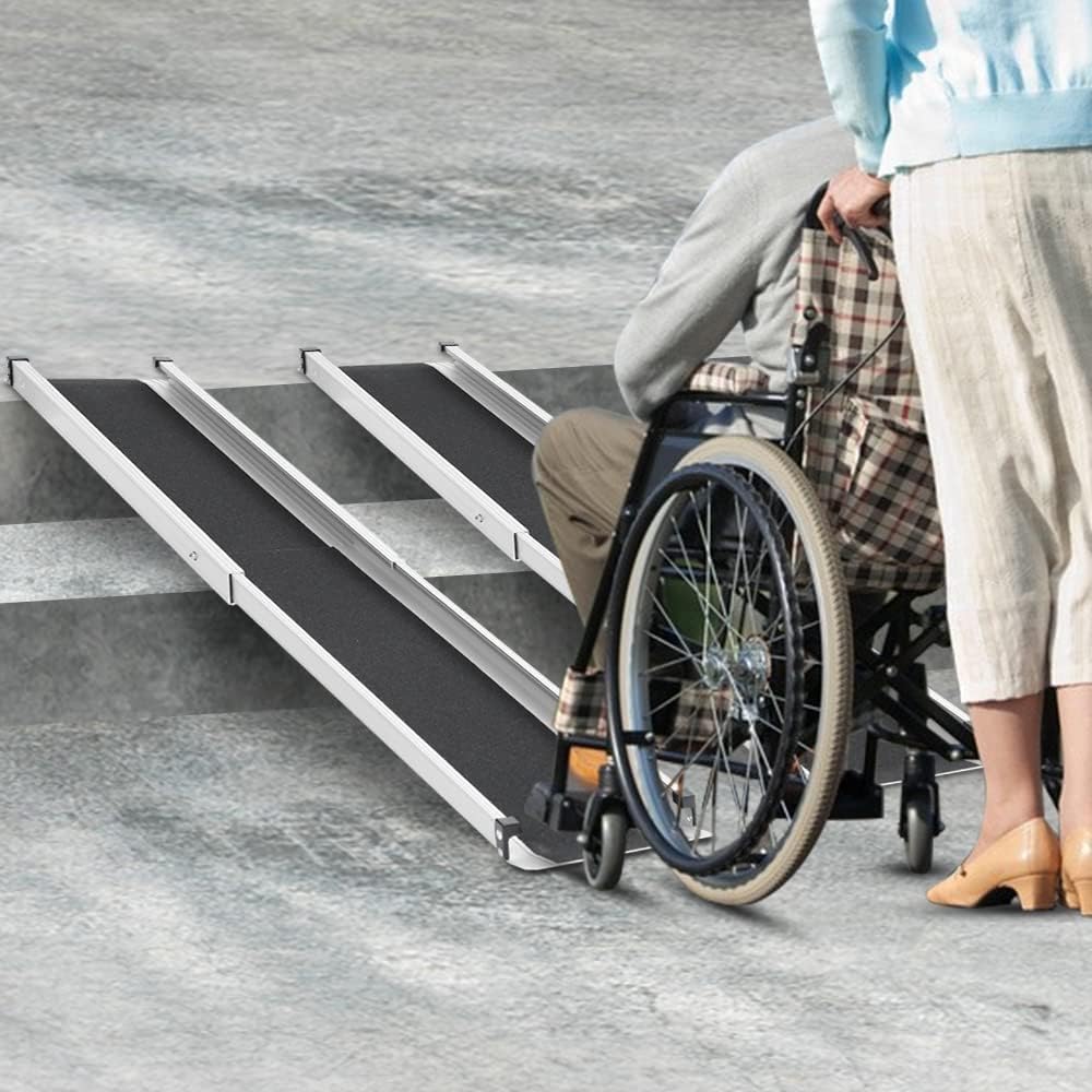 KOLO 6FT Wheelchair Ramps for Steps, 72" L x 7.4" W, 600lbs Capacity, Adjustable Aluminum Ramp, Telescoping Portable with Storage Bag, Non-Skid Surface Wheelchair Ramp for Home (2 Pack)