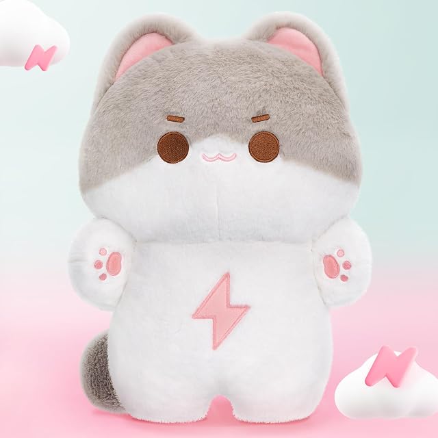 Mewaii 45 CM Cat Plush Toys Kawaii Plushies Stuffed Animals Squishy Pillow Cute Plushie, Throw Pillow Soft Toys for Girls Boys (Gray)
