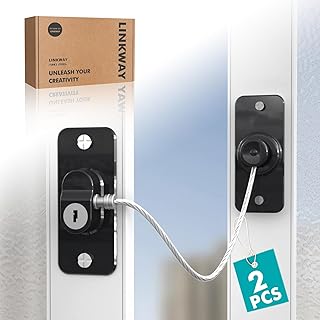 LINKWAY 2 Stück Kindersicherung Fenster,Fenster Sicherungen Kinder, für Kühlschrank, Schrank, Tür, Fenster,abschließbares Klebeschloss,Kindersicherung mit Schlüssel,mit starkem Klebstoff