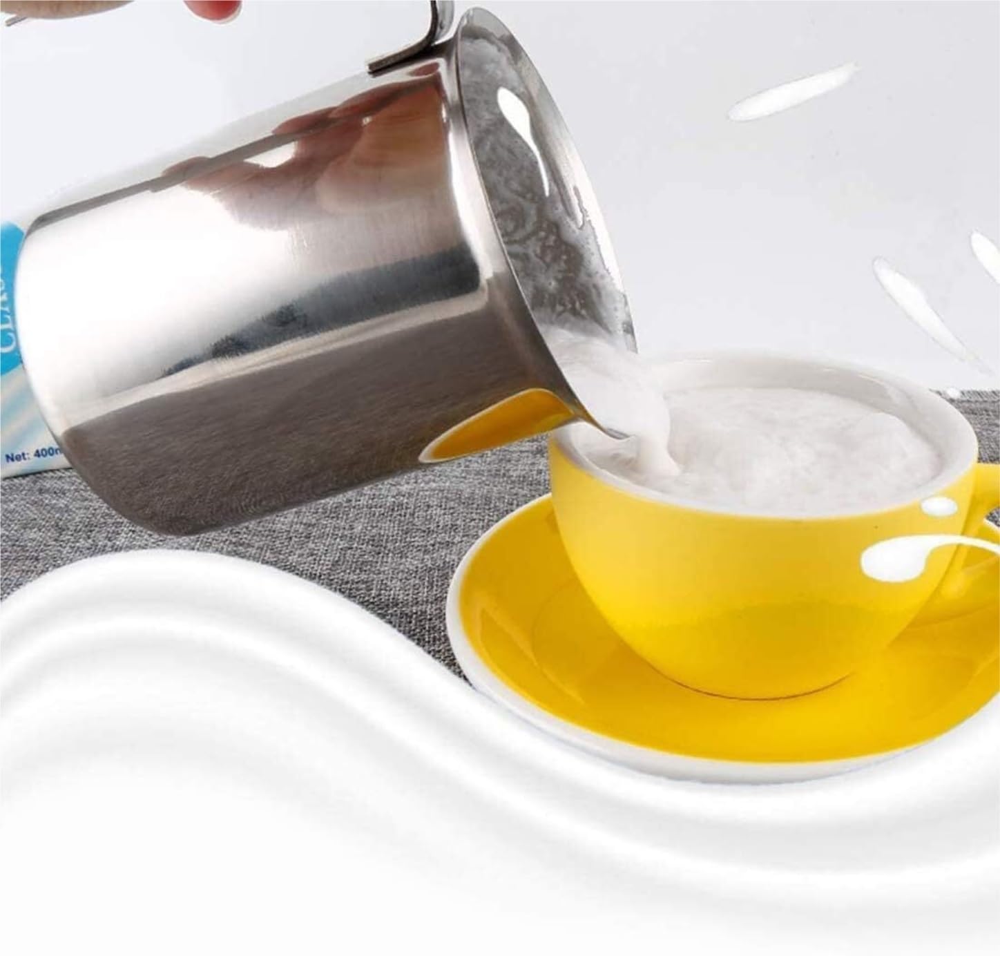 Espumador de Leche, Espumador De Leche con Bomba Manual De Acero Inoxidable, Taza para Hacer Espuma De Leche Manual para Café Bubbler Leche para Capuchino