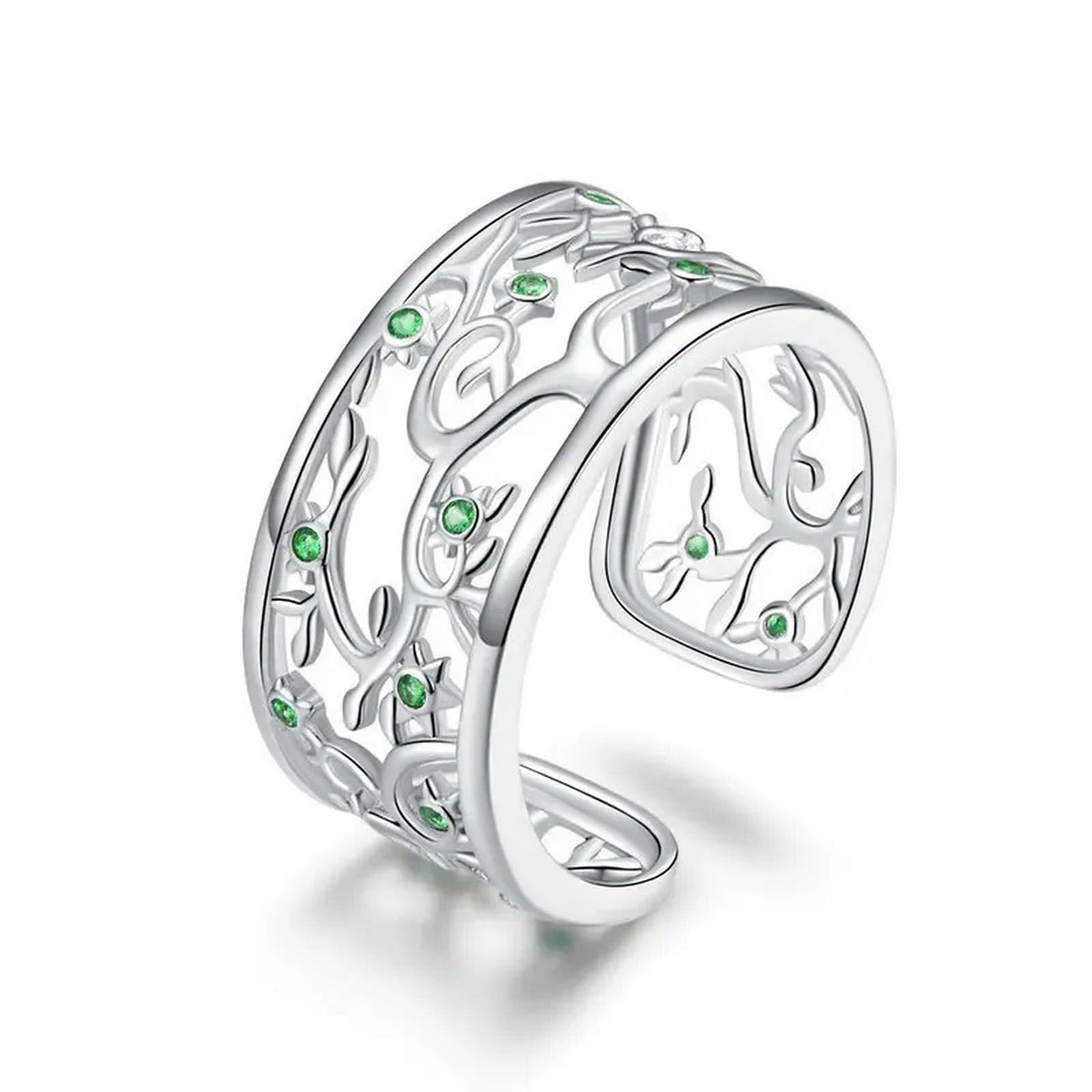Anillos Anchos Con Diseño De Árbol De La Vida Para Mujer, Plata De Ley 925, Talla Única, Ajustables, Nuevo Diseño.