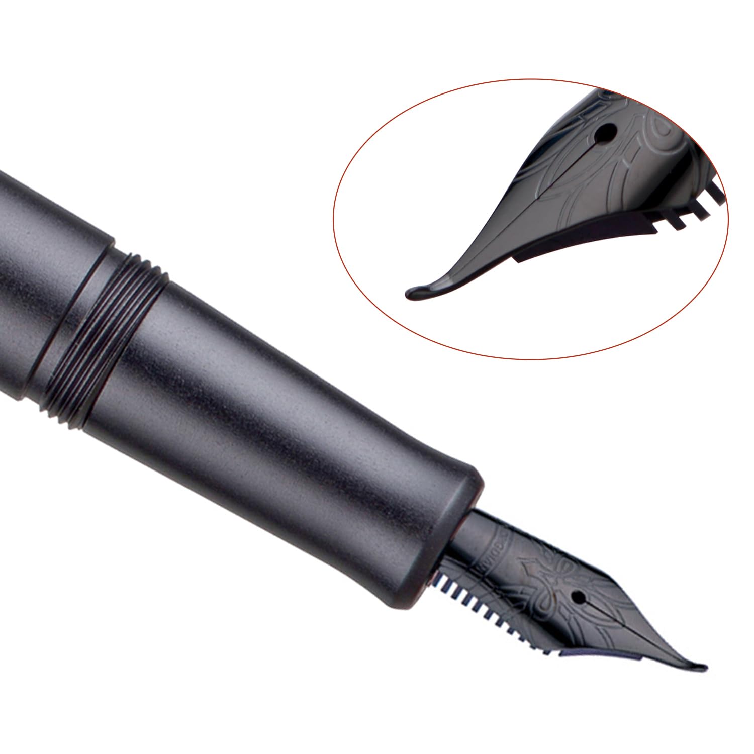 Hong Dian M2 Black Forest Mini Fountain Pen, Bent Nib and Elegant Design in Short Travel Aluminium, Space Grey - Image 3