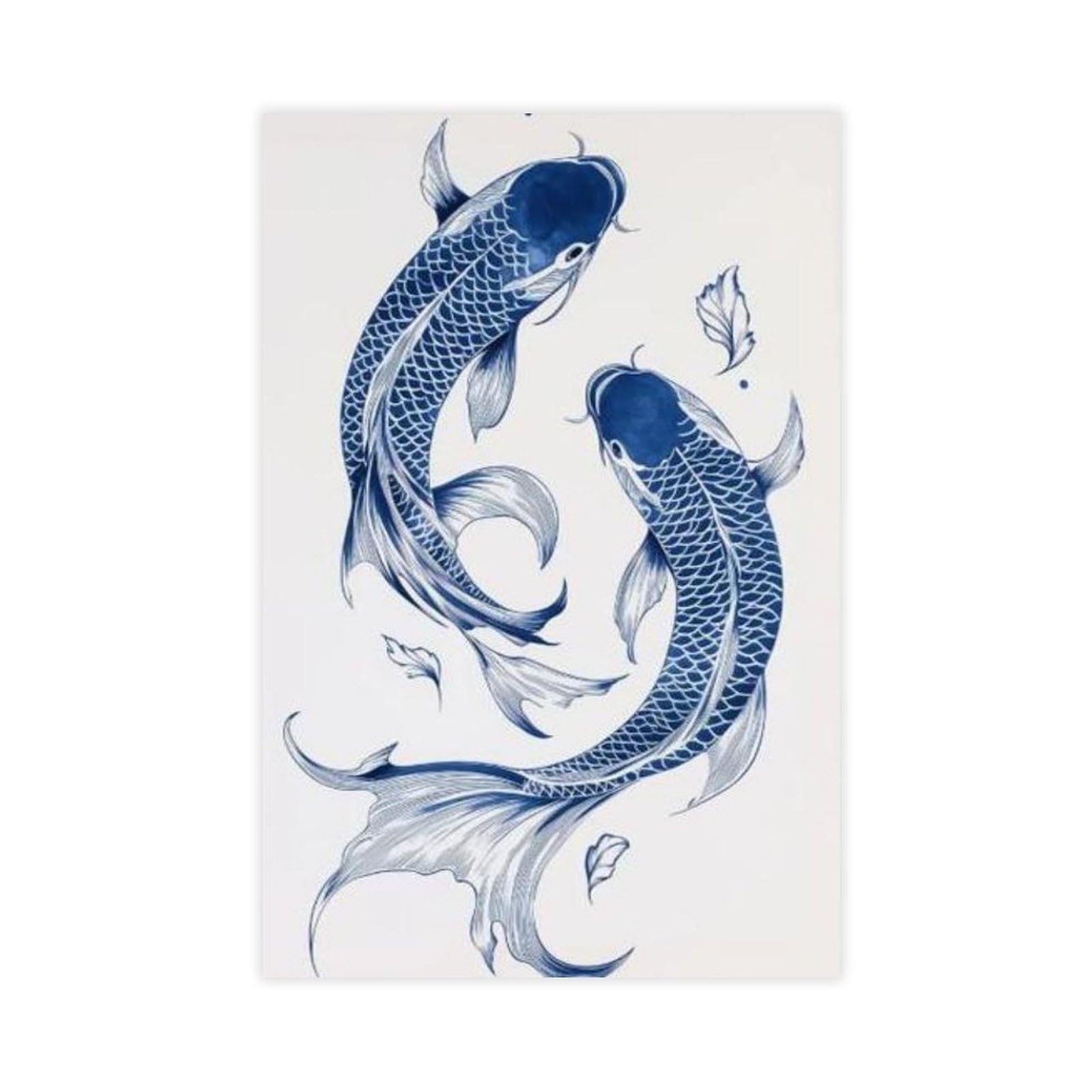 NFFBGFD Blue Koi Print, Japanese Canvas Poster Wall Art Print Picture Paintings 12x18inch(30x45cm)
