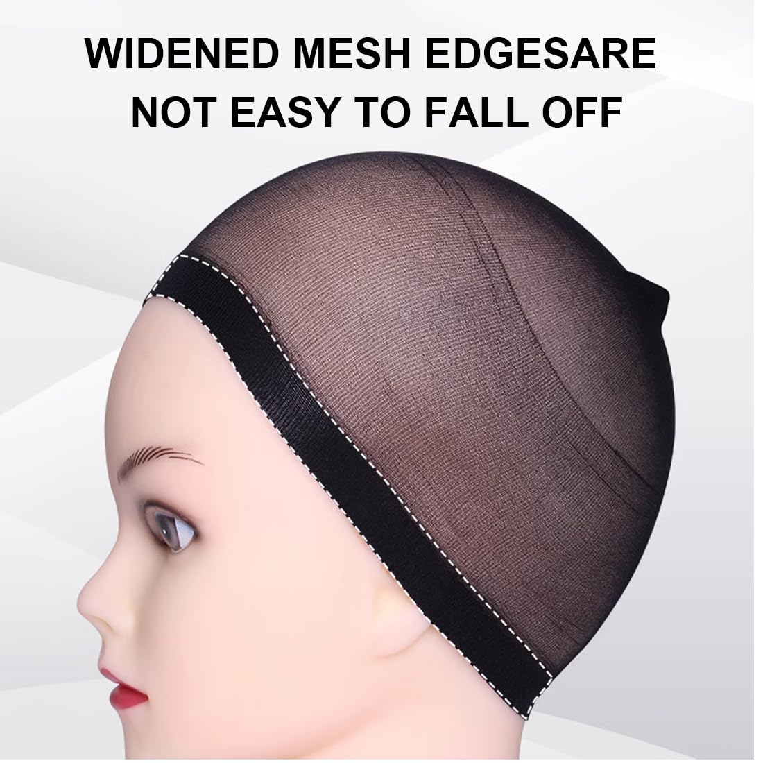 NICENEEDED 2 Cuffia Per Capelli In Lattice Per Trucco E 2 Cuffie Per Parrucca In Nylon Nero Per Adulti, Parrucca Elastica In Rete Per Capelli, Cuffia Calva, Per Adolescenti, Adulti, Accessorio Per - Foto 12