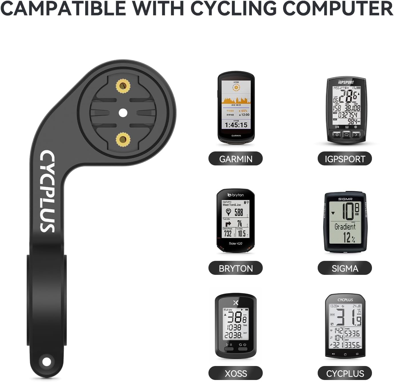 CYCPLUS Soporte para computadora de Bicicleta Z1 Edge 25 130 200 500 510 520 800 810 820 1000 1030, Se Adapta a manillares de 31,8 mm