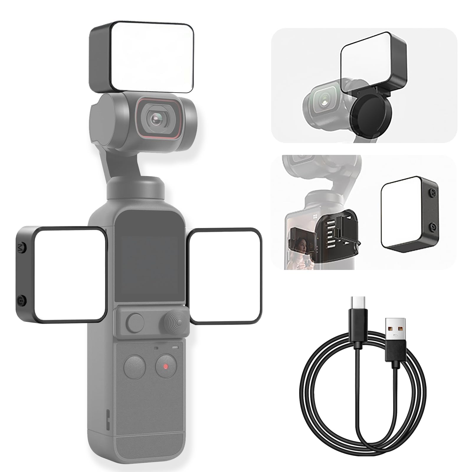 Compatible with DJI Osmo Pocket 3 and DJI Pocket 2, 3-Piece Mini Magnetic Light Set, Fill Light with Three Tones, Three Brightness Levels, Rechargeable, Compact, Portable, for Selfies, Videos, & Vlogs-image-25
