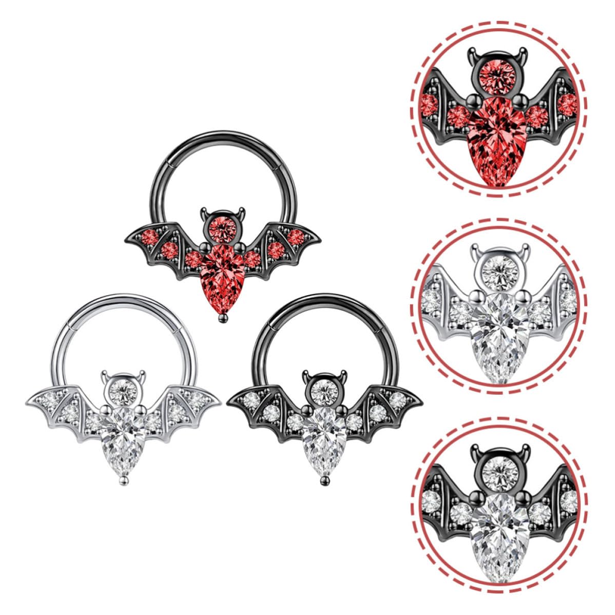 Uonlytech 15 Pezzi Anelli al Naso in Acciaio Inossidabile a Forma di Pipistrello, Design Unico e Lucido, Piercing Naso Chic per Donne in Occasione Regalo