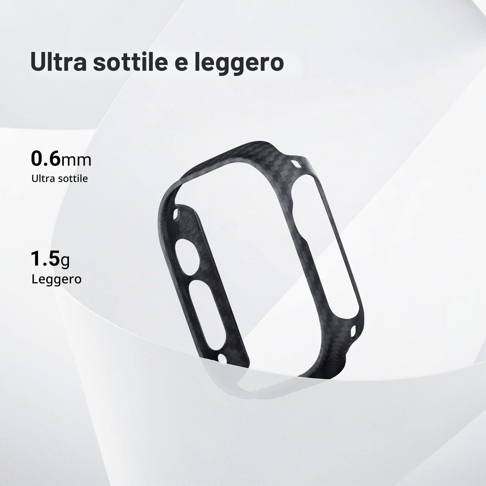 pitaka Custodia Protettiva per Apple Watch Ultra 2/Ultra (49mm) Ultra Sottile e Leggera, con Protezione Completa in Fibra Aramidica 600D, Resistente e Antigraffio, Minimalismo[Air Case] Nero