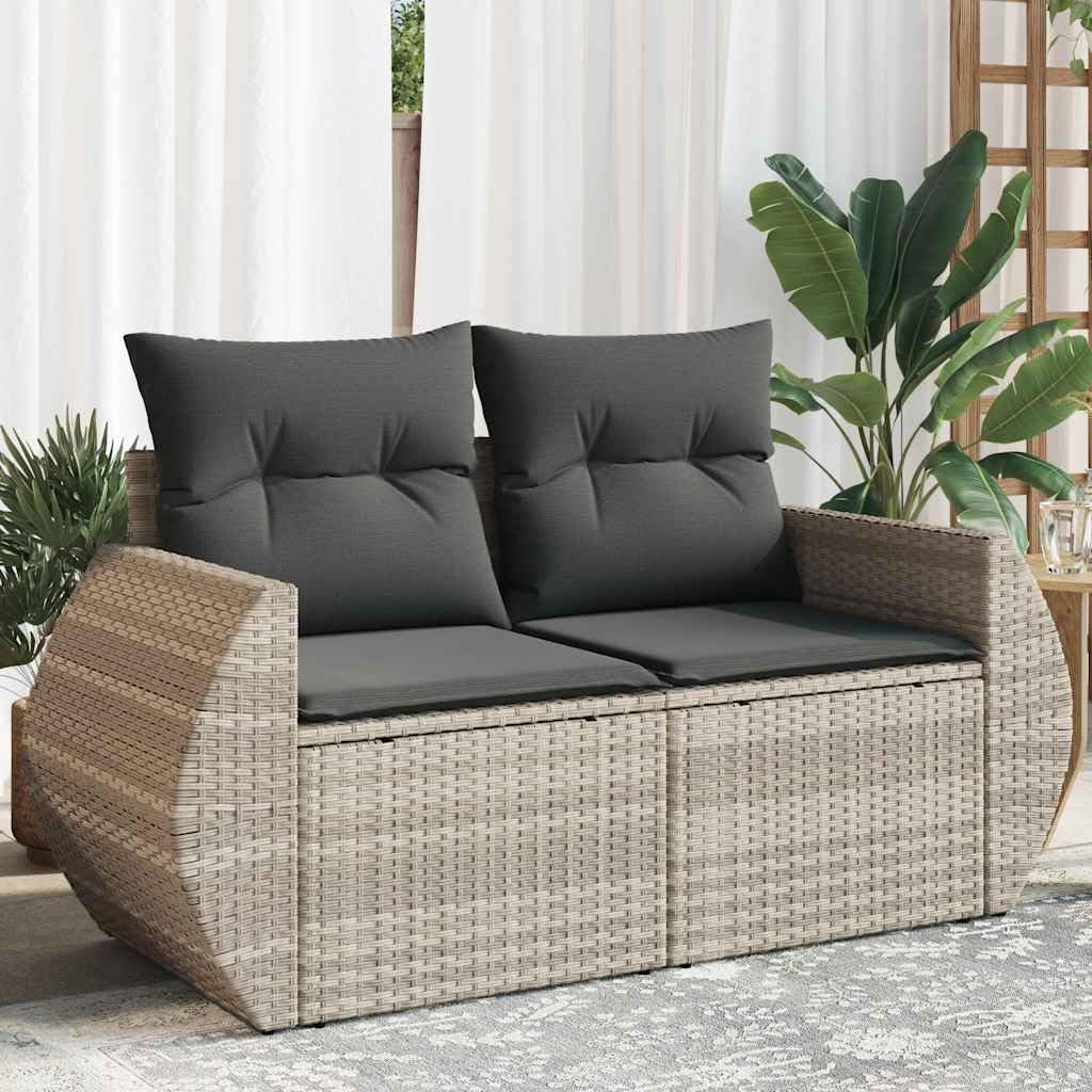 Divano da Giardino 2 Posti Grigio Chiaro in Polyrattan PE