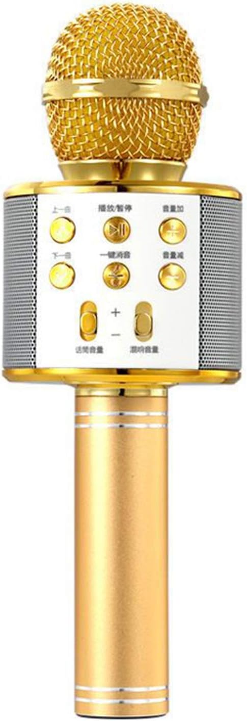 QWERTYUIOP Bluetooth Karaoke Wireless Microphone for Kids Toys Wireless Portable Karaoke Machine Handheld Mic Speaker Home Party,Gold