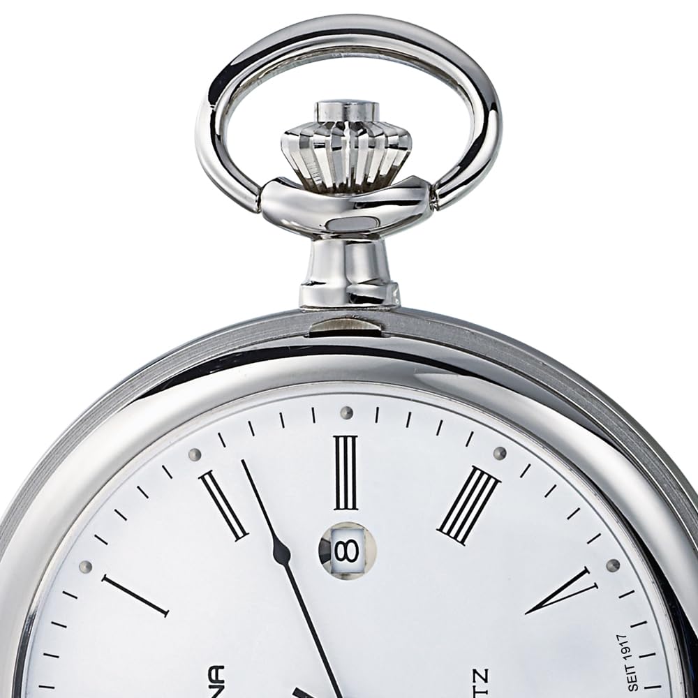 Dugena Taschenuhr 4460304-1, Savonette, Quarzwerk, aus Edelstahl, mit Acrylglas und römischen Ziffern, 50 mm, inkl. Kette