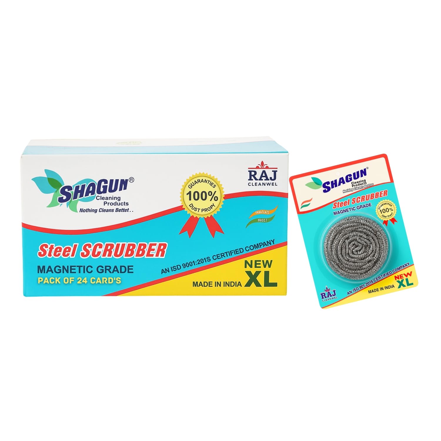 SHAGUN Steel Scrubber New XL (20g Each), Magnetic Grade, Pack of 24 | Heavy-Duty Utensil & Kitchen Cleaner, 100% Dustproof Box-image-42
